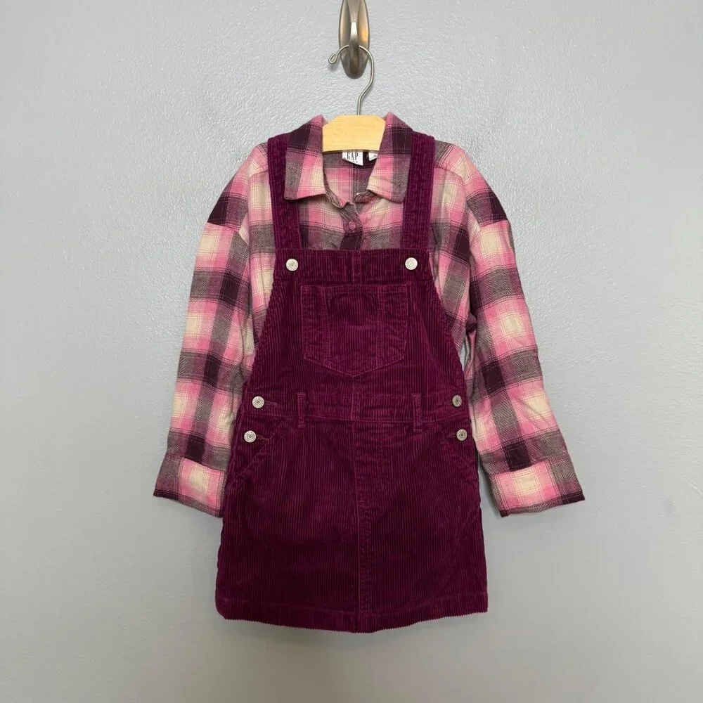GAP KIDS flannel & cord overall jumper size 4-5 years
